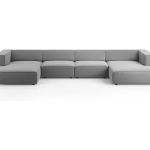 Cosmopolitan Design - 6-Sitzer Panoramasofa "Arendal" aus Samt hellgrau - 364x166x70cm Meistverkauft