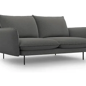 Cosmopolitan Design - 2-Sitzer Sofa "Vienna" aus strukturiertem Stoff dunkelgrau - 160x92x95cm Gratis Versand