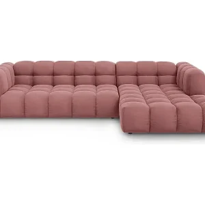 Cosmopolitan Design - 4-Sitzer modulares Ecksofa rechts "Sky" aus Samt lachs - 300x162x75cm Beliebt