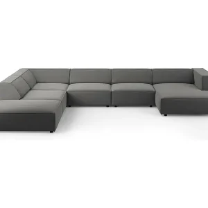 Gratis Versand Cosmopolitan Design - 7-Sitzer Panoramasofa links "Arendal" aus Samt betonfarben - 364x262x70cm