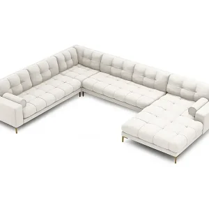 Bestseller Cosmopolitan Design - 7-Sitzer Panoramasofa links "Bali" aus strukturiertem Stoff leichtes beige - 327x256x75cm
