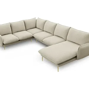 Beliebt Cosmopolitan Design - 7-Sitzer Panoramasofa links "Vienna" aus strukturiertem Stoff beige - 330x235x95cm