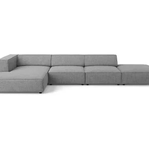 Sichere Zahlung Cosmopolitan Design - 5-Sitzer Ecksofa links "Arendal" aus Chenille-Stoff mit Rippeneffekt dunkelgrau - 341x166x70cm