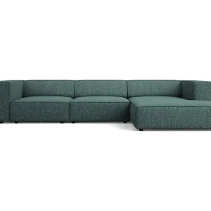 Wochenendangebot Cosmopolitan Design - 4-Sitzer Ecksofa rechts "Arendal" aus Chenille-Stoff petrol - 284x166x70cm
