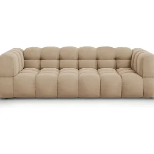 Saisonangebot Cosmopolitan Design - 4-Sitzer modulares Sofa "Sky" aus Samt sandfarben - 244x102x75cm