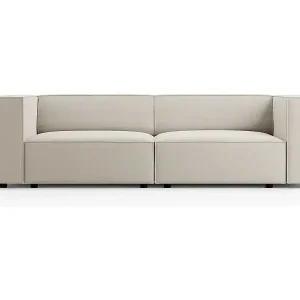 Cosmopolitan Design - 3-Sitzer Sofa "Arendal" aus Samt Ecru - 204x102x70cm Abverkauf
