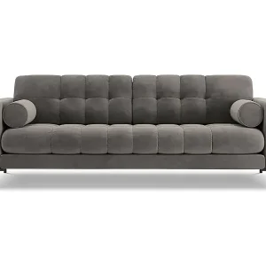 Highlight Cosmopolitan Design - 4-Sitzer Sofa "Bali" aus Samt hellgrau - 217x92x75cm