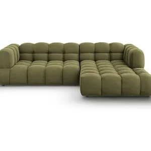 Direktkauf Cosmopolitan Design - 4-Sitzer modulares Ecksofa rechts "Sky" aus Samt hellgrün - 272x162x75cm