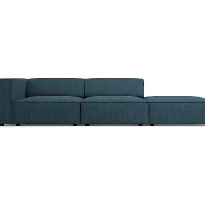 Nur Für Kurze Zeit Cosmopolitan Design - 4-Sitzer rechtes Sofa "Arendal" aus Chenille-Stoff mit Rippeneffekt marineblau - 262x102x70cm