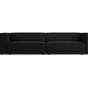 Cosmopolitan Design - 4-Sitzer Sofa "Arendal" aus Chenille-Stoff mit Rippeneffekt schwarz - 244x102x70cm Direktkauf