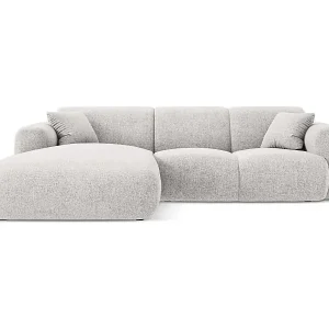 Kostenloser Rückversand Cosmopolitan Design - 4-Sitzer Ecksofa links "Nolio" aus Chenille-Stoff hellgrau - 260x170x72cm