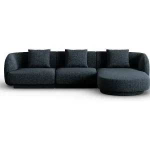 Cosmopolitan Design - 4-Sitzer Ecksofa rechts "Tulum" aus Chenille-Stoff königsblau - 255x156x70cm Saisonangebot