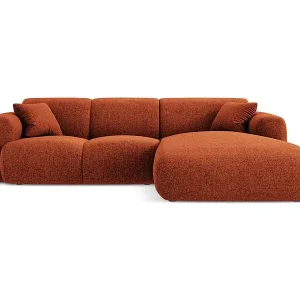 Cosmopolitan Design - 4-Sitzer Ecksofa rechts "Nolio" aus Chenille-Stoff terrakotta - 260x170x72cm Schneller Versand
