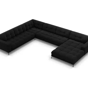 Neue Kollektion Cosmopolitan Design - 7-Sitzer Panoramasofa links "Bali" aus Samt schwarz - 327x256x75cm