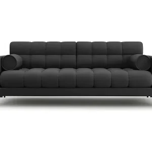 Must-Have Cosmopolitan Design - 4-Sitzer Sofa "Bali" aus strukturiertem Stoff dunkelgrau - 217x92x75cm