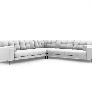 Cosmopolitan Design - 6-Sitzer wendbares Ecksofa "Bali" aus strukturiertem Stoff hellgrau - 256x256x75cm Angebot