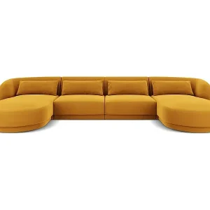 Cosmopolitan Design - 5-Sitzer Panoramasofa "Tulum" aus Samt gelb - 330x156x70cm Sofort Bestellen