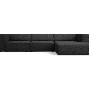 Cosmopolitan Design - 4-Sitzer Ecksofa rechts "Arendal" aus Chenille-Stoff schwarz - 284x166x70cm Sonderangebot