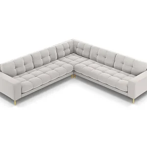 Cosmopolitan Design - 6-Sitzer wendbares Ecksofa "Bali" aus Samt silber - 256x256x75cm Neuheit