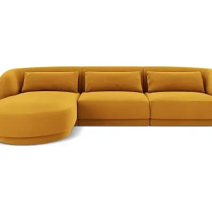 Top-Angebot Cosmopolitan Design - 4-Sitzer Ecksofa links "Tulum" aus Samt gelb - 255x156x70cm