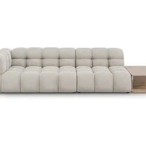 Cosmopolitan Design - 4-Sitzer modulares Sofa rechts "Sky" aus Samt leichtes beige - 297x102x75cm Sofort Bestellen