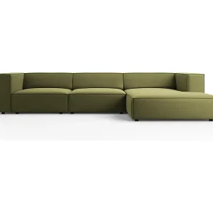 Cosmopolitan Design - 4-Sitzer Ecksofa rechts "Arendal" aus Samt hellgrün - 284x166x70cm Knallerangebot