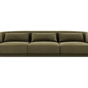 Cosmopolitan Design - 3-Sitzer Sofa "Tulum" aus Samt grün - 255x90x70cm Expressversand