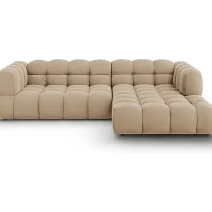 Beliebt Cosmopolitan Design - 4-Sitzer modulares Ecksofa rechts "Sky" aus Samt sandfarben - 272x162x75cm
