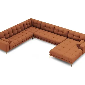 Cosmopolitan Design - 7-Sitzer Panoramasofa links "Bali" aus strukturiertem Stoff ziegelrot - 327x256x75cm Preisknaller