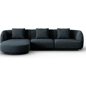 Cosmopolitan Design - 4-Sitzer Ecksofa links "Tulum" aus Chenille-Stoff königsblau - 255x156x70cm Geprüft