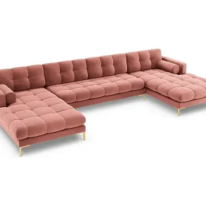 Cosmopolitan Design - 7-Sitzer Panoramasofa "Bali" aus Samt rosa - 383x185x75cm Solange Der Vorrat Reicht