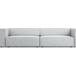 Cosmopolitan Design - 4-Sitzer Sofa "Arendal" aus Chenille-Stoff mit Rippeneffekt hellgrau - 244x102x70cm Angebot