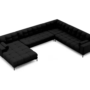 Top-Preis Cosmopolitan Design - 7-Sitzer Panoramasofa rechts "Bali" aus strukturiertem Stoff schwarz - 327x256x75cm