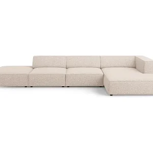 Cosmopolitan Design - 5-Sitzer Ecksofa rechts "Arendal" aus Chenille-Stoff beige - 341x166x70cm Zertifiziert