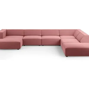 Bestseller Cosmopolitan Design - 7-Sitzer Panoramasofa rechts "Arendal" aus Samt lachs - 364x262x70cm