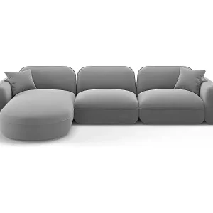 Rabatt CXL by Christian Lacroix - 4-Sitzer modulares Ecksofa links "Lucien" Sitzer aus Samt hellgrau - 320x165x70cm