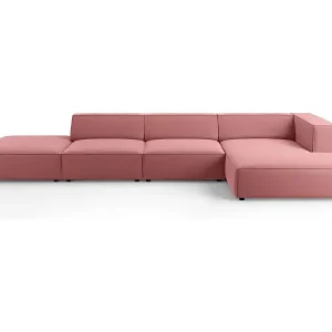 Cosmopolitan Design - 5-Sitzer Ecksofa rechts "Arendal" aus Samt lachs - 341x166x70cm Finale Aktion