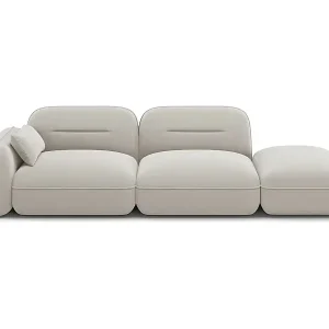 Cosmopolitan Design - 3-Sitzer modulares Sofa rechts "Sydney" aus Samt leichtes beige - 295x90x70cm Direktkauf