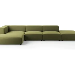 Heißes Angebot Cosmopolitan Design - 5-Sitzer Ecksofa links "Arendal" aus Samt hellgrün - 341x166x70cm