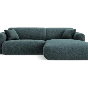 Cosmopolitan Design - 4-Sitzer Ecksofa rechts "Nolio" aus Chenille-Stoff petrol - 235x170x72cm Markenprodukt