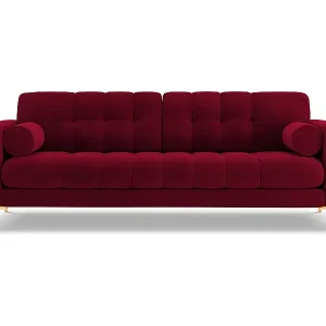 Cosmopolitan Design - 3-Sitzer Sofa "Bali" aus Samt rot - 177x92x75cm Günstig