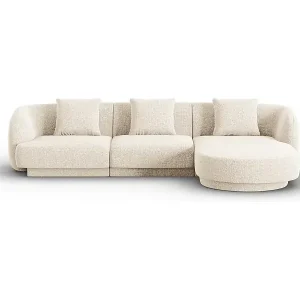Cosmopolitan Design - 4-Sitzer Ecksofa rechts "Tulum" aus Chenille-Stoff leichtes beige - 255x156x70cm Garantierte Lieferung
