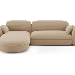 Cosmopolitan Design - 4-Sitzer modulares Ecksofa links "Sydney" aus Samt sandfarben - 275x165x70cm Bestpreis