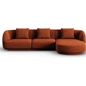 Highlight Cosmopolitan Design - 4-Sitzer Ecksofa rechts "Tulum" aus Chenille-Stoff terrakotta - 255x156x70cm