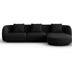 Finale Aktion Cosmopolitan Design - 4-Sitzer Ecksofa rechts "Tulum" aus Chenille-Stoff schwarz - 255x156x70cm