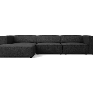 Cosmopolitan Design - 4-Sitzer Ecksofa links "Arendal" aus Chenille-Stoff schwarz - 284x166x70cm Kostenfreie Lieferung