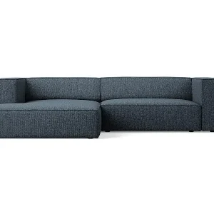 Cosmopolitan Design - 3-Sitzer Ecksofa links "Arendal" aus Chenille-Stoff königsblau - 224x166x70cm Heißes Angebot