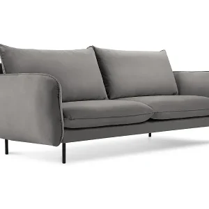 Preisreduziert Cosmopolitan Design - 2-Sitzer Sofa "Vienna" aus Samt hellgrau - 160x92x95cm