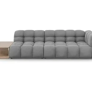 Cosmopolitan Design - 4-Sitzer modulares Sofa links "Sky" aus Samt hellgrau - 297x102x75cm Must-Have