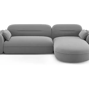 Angebot Cosmopolitan Design - 4-Sitzer modulares Ecksofa rechts "Sydney" aus Samt hellgrau - 275x165x70cm